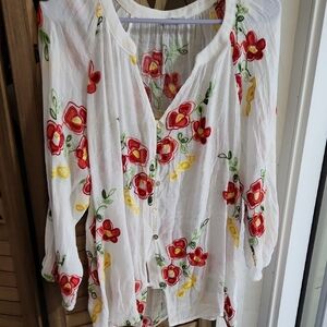 Elegant Floral Button-Down Blouse